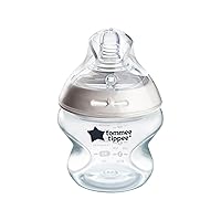 Tommee Tippee Closer to Nature Baby Bottle, Breast-Like Nipple with Anti-Colic Valve, 5oz, 1 Count, Includes Newborn Pacifier