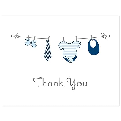 MyExpression.com 50 Cnt Hanging Baby Boy Cloth Baby Thank You Cards