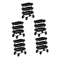 Holibanna 5pcs Doll House Decoration Doll House Utility carts Tiny Serving Rolling cart Miniature Rolling cart Toy cart for Kids Model Rolling cart Toddler playset Baby Child Iron Household