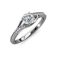 IGI Certified Round Lab Grown Diamond (VS1/F) & Natural Diamond 1.25 ctw Bypass Women Engagement Ring 14K Gold