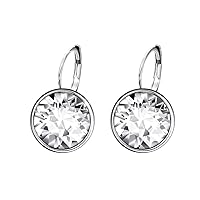XUPING Crystal Earrings for Women Gorgeous Fashion Round Austrian Gemstone Hoop Leverback Drop Earring Sparkling Jewelry Party Gifts