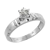 Sterling Silver Diamond Engagement Ring Rhodium Finish, 5/32 inch Wide