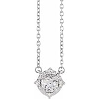 925 Sterling Silver Round Lab Created White Sapphire 4.5mm 0.04 Carat Natural Diamond I2 H+ 18 Inch Pol Jewelry for Women