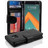 Book Case Compatible with HTC 10 (One M10) in Midnight Black - with Magnetic Closure and 3 Card Slots - Wallet Etui Cover Pouch PU Leather Flip