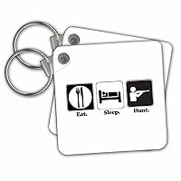 3dRose Key Chains Funny Hobby Lifestyle Design Eat Sleep Hunt (kc-116961-1)