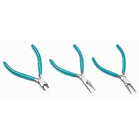 Darice 1995-14 Set of 3 Precision Jewelry Pliers with Easy-Grip Handles