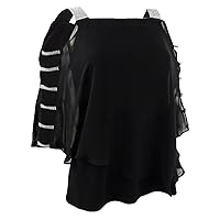 MSK Womens Embellished Pullover Blouse, Black, PS
