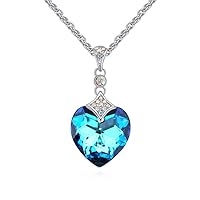 Angel for Angel. Swarovski Element Vitrail Light Aquamarine Crystal Heart Shaped Pendant Classy and Elegant Necklace with 18