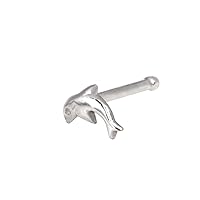14k White Gold Dolphin Body Piercing Jewelry Nose Stud Jewelry for Women