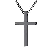 925 Sterling Silver/Stainless Steel Plain Cross Bible Verse Cross Pendant Necklace Christian Jewelry for Women Men (with Gift Box)
