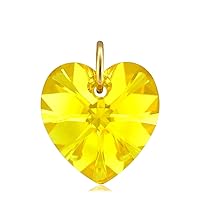 Lua Joia Gold Birthstone Pendant Only Without Chain - Birth Month Heart Charm Austrian Crystal - Anti Tarnish Jewelry Gift for mum, Wife, Birthday, Mother’s Day, Anniversary & Valentine’s