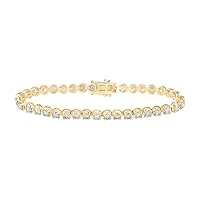 14K Yellow Gold Diamond Studded Tennis Bracelet 5 Ctw.