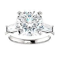 Kiara Gems 5 TCW Round Moissanite Engagement Ring Wedding Eternity Band Vintage Solitaire Halo Silver Jewelry Anniversary Promise Ring