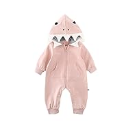 ALLAIBB Shark Baby Onesie Cotton 3D Cartoon Romper Cute Jumpsuit Hooded Outwear for Toddler Baby Boys Girls 3-24M