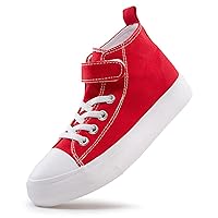 Kid Shoes for Boys Girls Toddler Little Kid Canvas Mid Top Sneakers Classic Adjustable Strap Lace up Shoes for Kids Breathable Lightweight