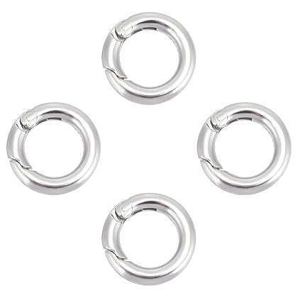 UNICRAFTALE 4Pcs 304 Stainless Steel Spring Gate Rings Round Ring Springring Trigger Clasp Spring Snap Clip Hooks Metal Split Rings Keyring Buckle for Jewelry Making