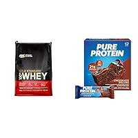 Gold Standard Whey Protein Powder 10 Pound and Pure Protein Bars Chocolate Deluxe High Protein Bars 12 Count
