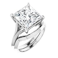 10K/14K/18K Solid White Gold Handmade Engagement Ring, 5 CT Princess Cut Moissanite Solitaire Ring, Diamond Wedding Ring Set for Women/Her, Anniversary/Propose Gift, VVS1