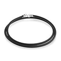 Unisex Plain Thin Black Rubber Cord Necklace with .925 Sterling Silver Lobster Claw Clasp - Available in 14, 16, 18, 20, and 24 Inch Lengths