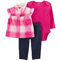 Carter's Baby Girls' 3 Piece Vest Little Jacket Set (pink Multi Plaid, 18 Months)