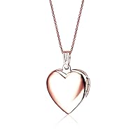 Belons Rose Gold Heart Photo Locket Openable Pendant Titanium Steel Blue Epoxy Necklace 50cm Chain