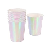 Talking Tables We Heart Pastel Iridescent Shiny Paper Cups for a Birthday Party, Unicorn Party, or Children's Party, Pink (12 Pack)