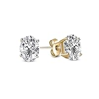 IGI Certified 1 Carat - 12 Carat Oval Shape Solitaire Lab Diamond Stud Earrings| F-G Color, VS1-VS2 Clarity | 14K Gold | Friendly Diamonds Earrings