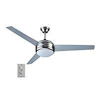 Design House 157339 Treviento 52 in. Indoor Ceiling Fan with Light, LED, Satin Nickel