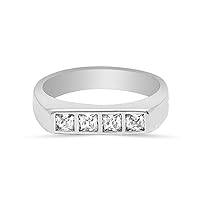 CZ Eternity Bands for Women, White Gold Half Eternity Band, Vintage Cubic Zirconia Anniversary Ring, Thin Stackable Jewelry