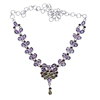 SILCASA Amethyst Peridot Garnet Gemstone Necklace for Women Handmade Custom Jewelry Party Gift for Her 21