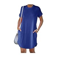 2024 Women's Casual Short Sleeve T Shirt Dress Basic Dresses with Pockets, t Shirt Dress, Tshirt Dress with Pockets