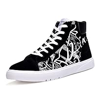 osseoca Men's High Cut Secret Sneakers, 2.4 inches (6 cm), 3.1 inches (8 cm), Casual Shoes, Lace-Up, Graffiting, In-Heel, Sports Shoes, Anti-Slip, Fashion, Increases Height, Outdoor
