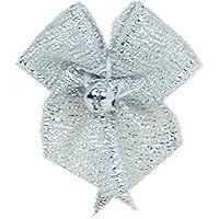 Ribbon Bows With Pearl Silver - each