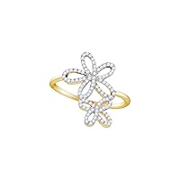 The Diamond Deal 10kt Yellow Gold Womens Round Diamond Flower Star Cluster Ring 1/5 Cttw