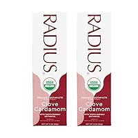 RADIUS USDA Organic Toothpaste 3oz Non Toxic Chemical-Free Gluten-Free Designed to Improve Gum Health & Prevent Cavity - Clove Cardamom - Pack of 2