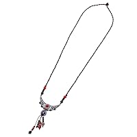 CHICNET Necklace 90 cm Brass Pendant Crescent Blue Red 12 cm Purple Ball Cord