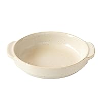 Santo Banko Ware Au Gratin Dish, Large, 22.0 fl oz (650 ml), Heat Resistant, Oven-safe, Direct Fire, Microwave, Dishwasher Safe, Stackable, Beige, Made in Japan