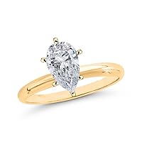 KATARINA GIA Certified 1 ct. K - SI1 Pear Cut Diamond Solitaire Engagement Ring in 14k Gold