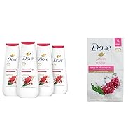Body Wash Rejuvenating Pomegranate & Hibiscus 4 Count for Renewed & Beauty Bar Gentle Skin Cleanser For Softer and Smoother Skin Rejuvenating More Moisturizing Than Bar Soap