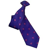 Men's 100% Silk Purple & Red Hearts Clip On Tie