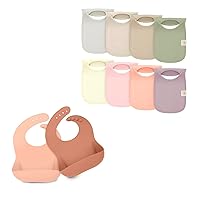 KeaBabies 8-Pack Baby Bibs for Boys, Girls and 2-Pack Baby Silicone Bibs - Pull-on Bibs, Baby Bandana Bibs For Drooling And Teething, Waterproof, Easy Wipe Silicone Bib for Babies, Toddlers