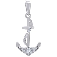 925 Sterling Silver Mens Women CZ Cubic Zirconia Simulated Diamond Nautical Ship Mariner Anchor Charm Pendant Necklace Measures 26.1x12.1mm Wide Jewelry for Men