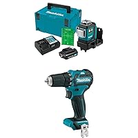 Makita SK700GDNAJ 12V max CXT® Lithium-Ion Cordless Self-Leveling 360° 3-Plane Green Laser Kit (2.0Ah) Class II, 510-530 nm, 2 mW & FD07Z 12V max CXT Lithium-Ion Brushless Cordless 3/8