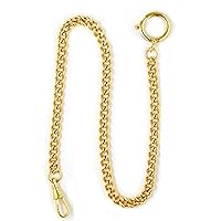 Dueber Yellow Gold Plated Stainless Steel Pocket Watch Chain with Spring Ring
