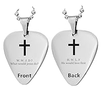 Cross WWJD HWLF Necklace Pendant Stainless Steel Christian What Would Jesus Do He Would Love First WWJD? Reminder Jewelry Christ Baptism Christening Gifts for Women Men Children
