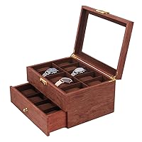 20 Slots Wooden Case Watch Display Box for Men Women Glass Top Collection Box Jewelry Storage Organizer Holder Storage Gifts (11.41“ x 8.26