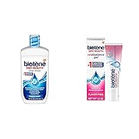 biotène Oral Rinse Mouthwash for Dry Mouth, Breath Freshener and Dry Mouth Treatment, Fresh Mint & biotène Oral Balance Moisturizing Gel, Alcohol Free Gel and Dry Mouth Gel, Flavor Free, 1.5 Oz