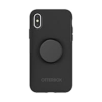Otter + Pop for iPhone X and XS: OtterBox Symmetry Series Case with PopSockets Swappable PopTop - Black and Aluminum Black