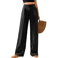 Feiersi Womens Casual Wide Leg Pants High Waisted Button Down Straight Long Trousers Palazzo Pants