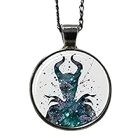 Maleficent Art Witch Cabochon Glass Necklace